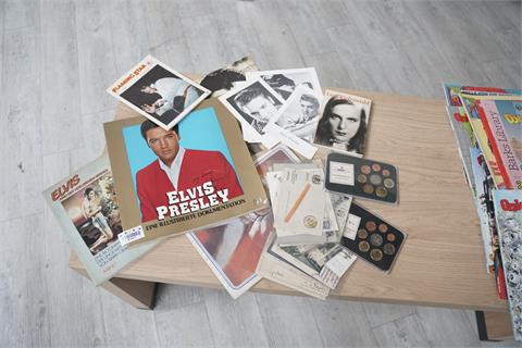 1 Posten Bücher, Postkarten Elvis, Riefenstahl