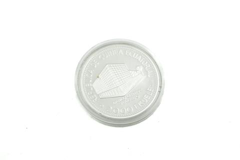 1 Silbermünze Guinea Ecuatorial, 2000 Ekuele 1980 - Tiger, Auflage 1000 Stck., PP/St.., 927er Silber
