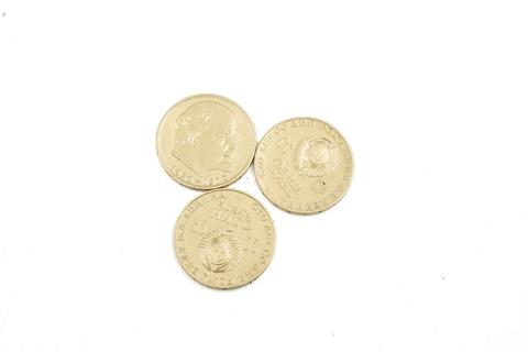 3 Gedenkmünzen - 1 Rubel 1970, Lenin (nachträgliche Vergoldung)