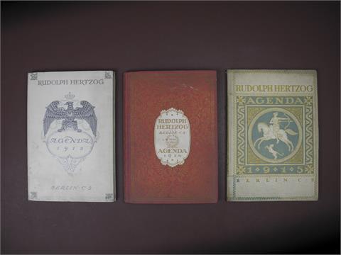 3 Bücher "Rudolph Herzog Agenda 1915/13/14"