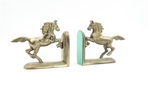 1 Paar Buchstützen ``Pferde, Messing´´