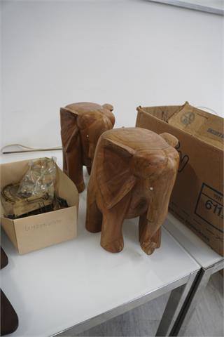 2 Holz Elefanten Hocker